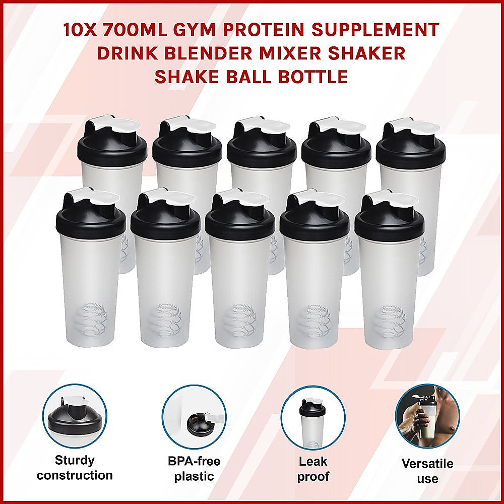 10x 700ml GYM Protein Supplement Drink Blender Mixer Shaker